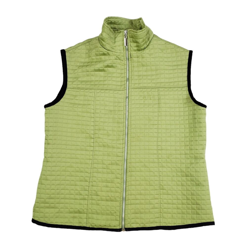 Robert Kitchen Quilted Vest‎ M Womens Lime Green Zip Made in Canada